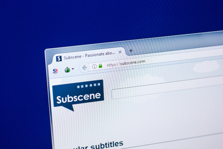 Ryazan russia april 29 2018 homepage of subscene website on the display of pc url subscene com