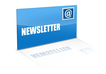 Blue envelope with symbol isolated on white