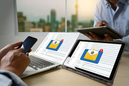 Mail communication connection message to mailing contacts phone global letters concept