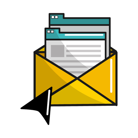 Envelope design web hosting data center base and security system theme vector illustration