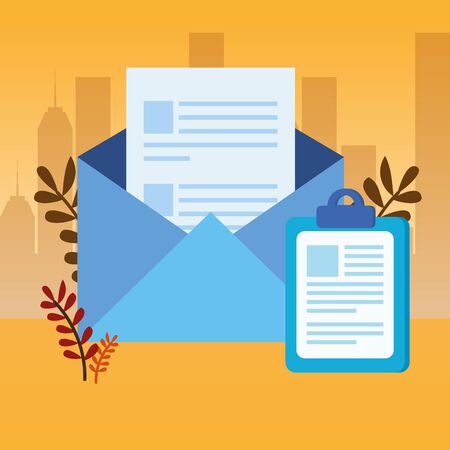 Checklist clipboard with envelope mail vector illustration design Stock Photo