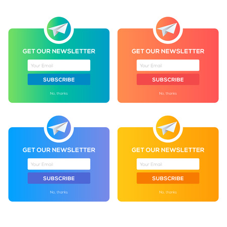 Subscribe now for our newsletter flat style vector illustration ui ux design with text box and subscribe button template paper plane in the circle object