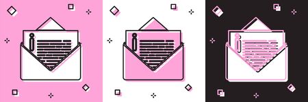 Set envelope icon isolated on pink and white black background email message letter symbol vector illustration