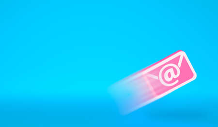 3d illustration email with character of on blue background