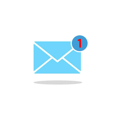 New message notification email amail chat or letter icon flat in simple design on an isolated background