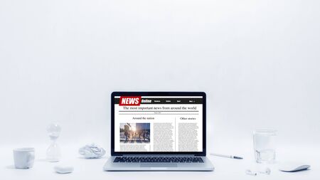 News on a computer screen mockup website newspaper and portal on internet Stock Photo