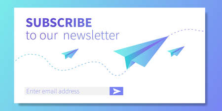Subscribe to our newsletter web banner template paper planes like metaphor of mail concept of email marketing correspondence service delivery registration banner vector illustration