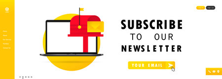 Subscribe to our newsletter banner sign up form with envelope email sign