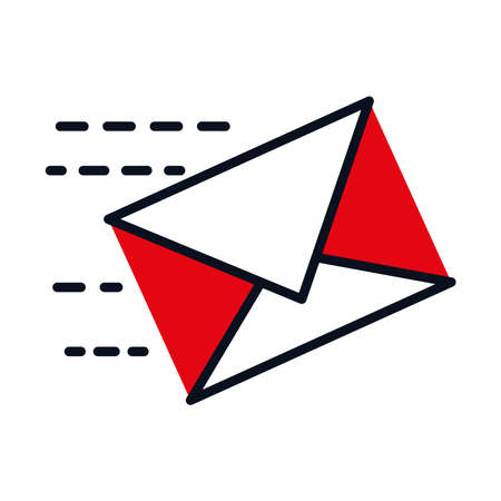 Fast envelope icon over white background half line half color style vector illustration