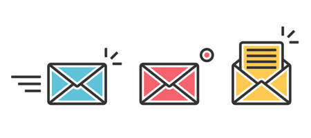 Email icons new email and open envelope vector eps10 illustration