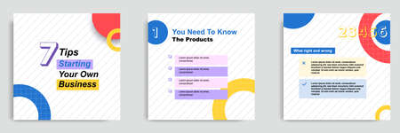 Social media tutorial tips trick did you know post banner layout template with geometric background and memphis pattern design element in colorful fun color vector illustration