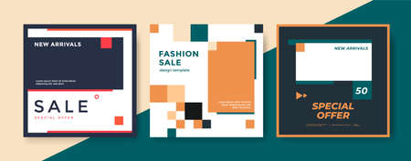 Set square web banners for social networks graphic Stock Photo