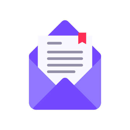 Open mail flat clipart vector illustration