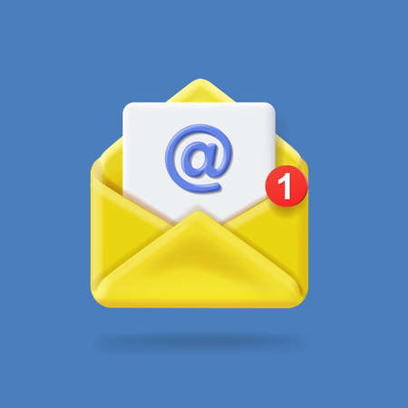Email icon envelope mail icon with letter incomong message notification 3d vector Stock Photo