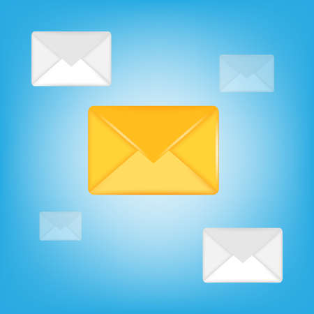 3d cartoon icon element design email envelop letter in yellow and white color vector illustration