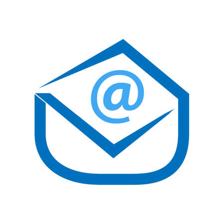 Blue email icon vector flat design vector illustration on white background