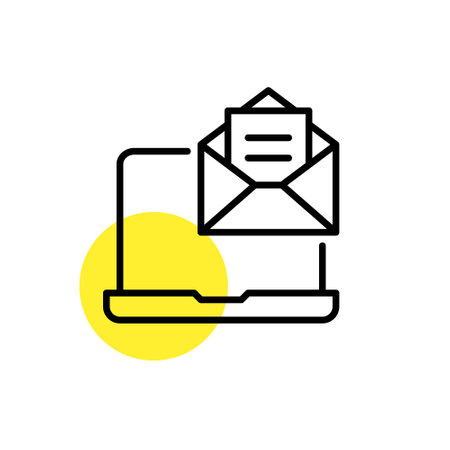 Reading a new e mail on a laptop pixel perfect editable stroke line art icon