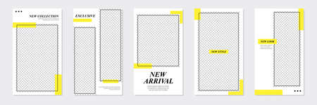 Set of rectangle editable minimal layout social media stories template yellow color for personal or business use this layout for web banner poster for shop discount sale promotion Vector Illustration