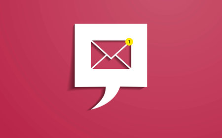 Speech bubble with paper cut e mail symbol email notification concept vector illustration