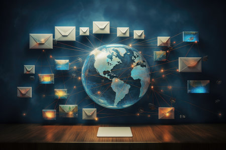 Global mail communication connections Stock Photo