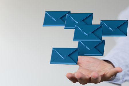 A 3d rendering of email inbox electronic communication graphics Stock Photo