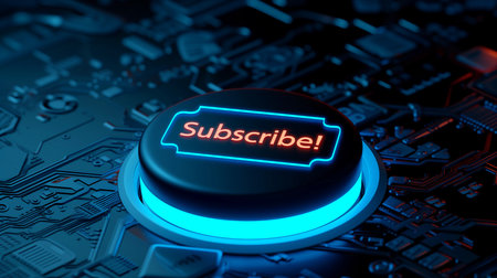 Subscribe colorful glowing futuristic button Stock Photo