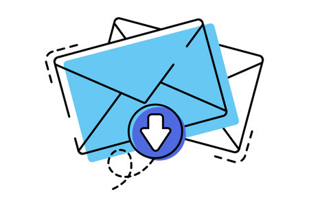 Flat line icon concept of e mail marketing mailing news letter advertising download mail communication sharing spam news and information promotion sending email concept isolated vector Vector Illustration