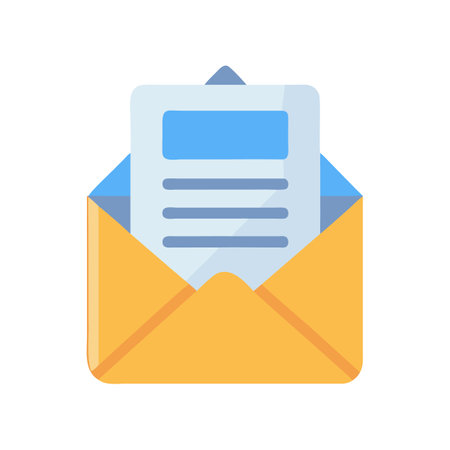 Flat vector icon of an open envelope with letter Stock Photo