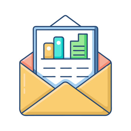 Business report in email envelope showcasing performance data