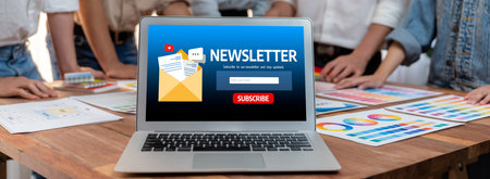 Newsletter signup page on computer for customer to subscribe brisk newsletter update information to subscriber Stock Photo