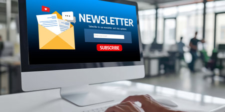 Newsletter signup page on computer for customer to subscribe brisk newsletter update information to subscriber Stock Photo