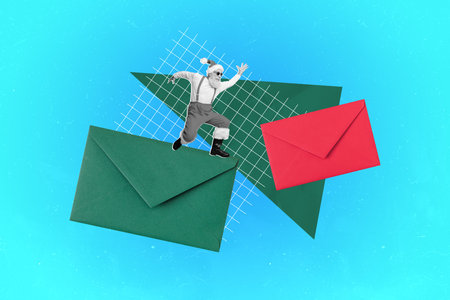 Composite artwork photo collage template sketch of aged man santa claus sance big size letter merry holiday christmas december newyear