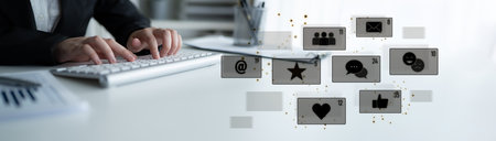 Social media engagement with interaction metrics showing comments social media reactions social media messages and social media connections Stock Photo