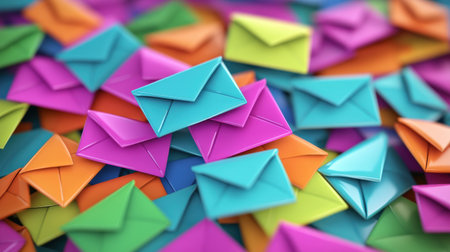 Marketing and business ideas through email email or newsletter email marketing or newsletter concept sending e mails bright colors Stock Photo