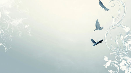 Floral background with bird element for design place for text