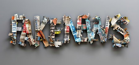 3d illustration of the word fearch made from newspaper headlines