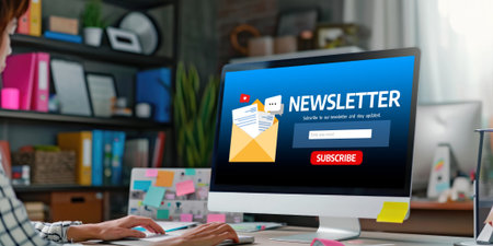 Newsletter signup page on computer for customer to subscribe brisk newsletter update information to subscriber Stock Photo