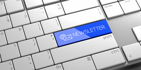 Newsletter modern computer keyboard 3d illustration