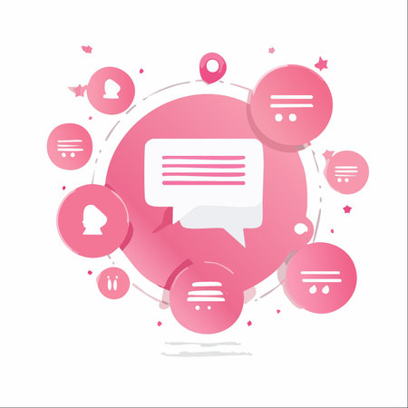 A vibrant pink illustration representing the interconnected world of digital communication Stock Photo