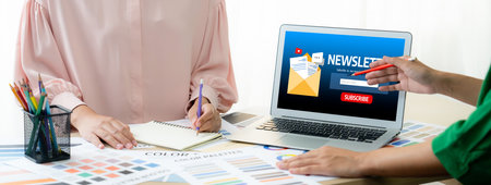 Newsletter signup page on computer for customer to subscribe brisk newsletter update information to subscriber Stock Photo