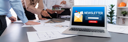 Newsletter signup page on computer for customer to subscribe brisk newsletter update information to subscriber Stock Photo