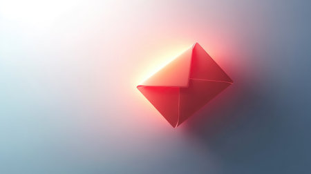 A modern red envelope with a soft glow against a light backdrop perfect for innovative communication visuals branding projects and digital marketing campaigns