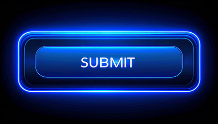 Vector illustration of blue web button with word summit on dark background Stock Photo