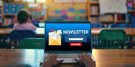 Newsletter signup page on computer for customer to subscribe brisk newsletter update information to subscriber Stock Photo