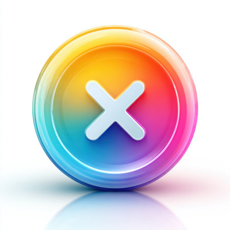 A modern and vibrant button design featuring a colorful gradient and simple icon perfect for user interface applications or web design projects