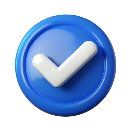 Blue check mark icon isolated on transparent background a symbol of verification and authenticity in social media