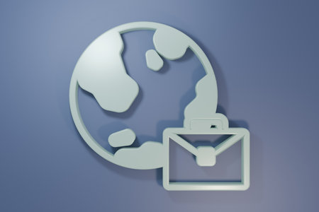 Gray online working icon isolated on purple blue background freelancer man working on laptop at his house remote work distant job concept minimalism concept 3d render illustration Stock Photo