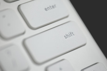 This shows the shift key on a keyboard Stock Photo