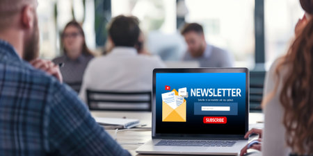 Newsletter signup page on computer for customer to subscribe brisk newsletter update information to subscriber Stock Photo