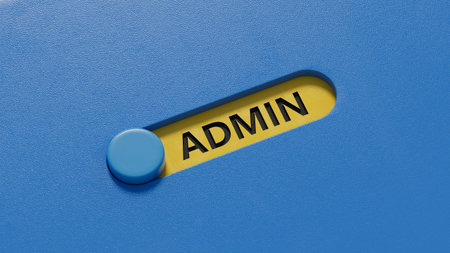 Admin word in slide switch close up of slide switch business concept 3d rendering on blue background